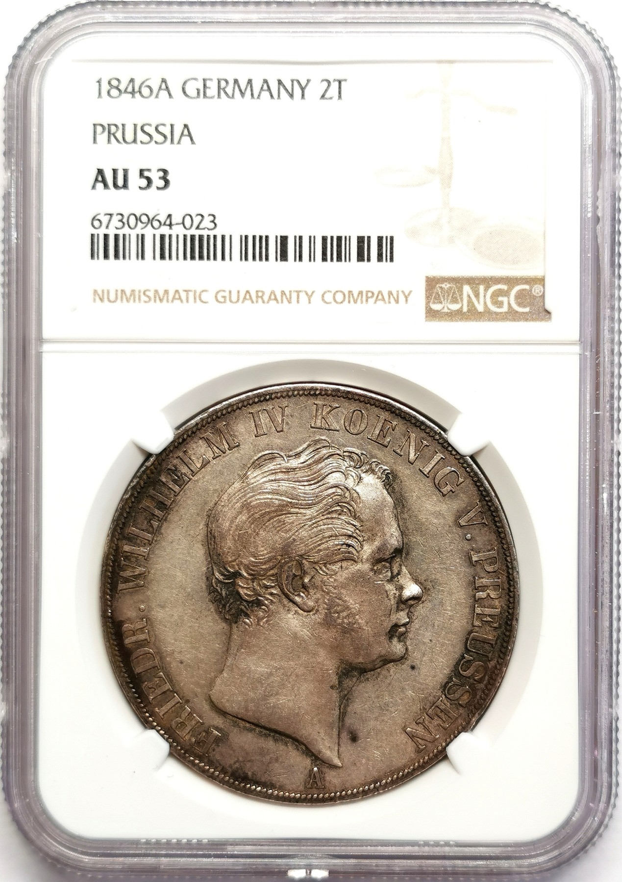 凡希社世界钱币微拍第二百五十六期 1846A普鲁士威廉四世2泰勒大银NGC-AU53