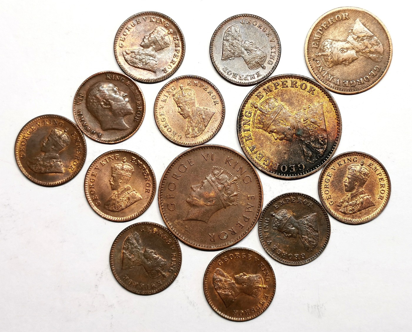 凡希社世界钱币微拍第二百五十六期 英属印度铜辅币十三枚一组好品