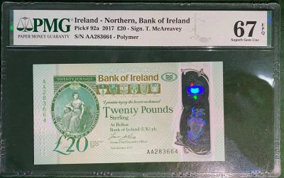 《外钞收藏家》第三百一十八期 - PMG67 北爱尔兰20镑 2020年 塑料钞 AA冠