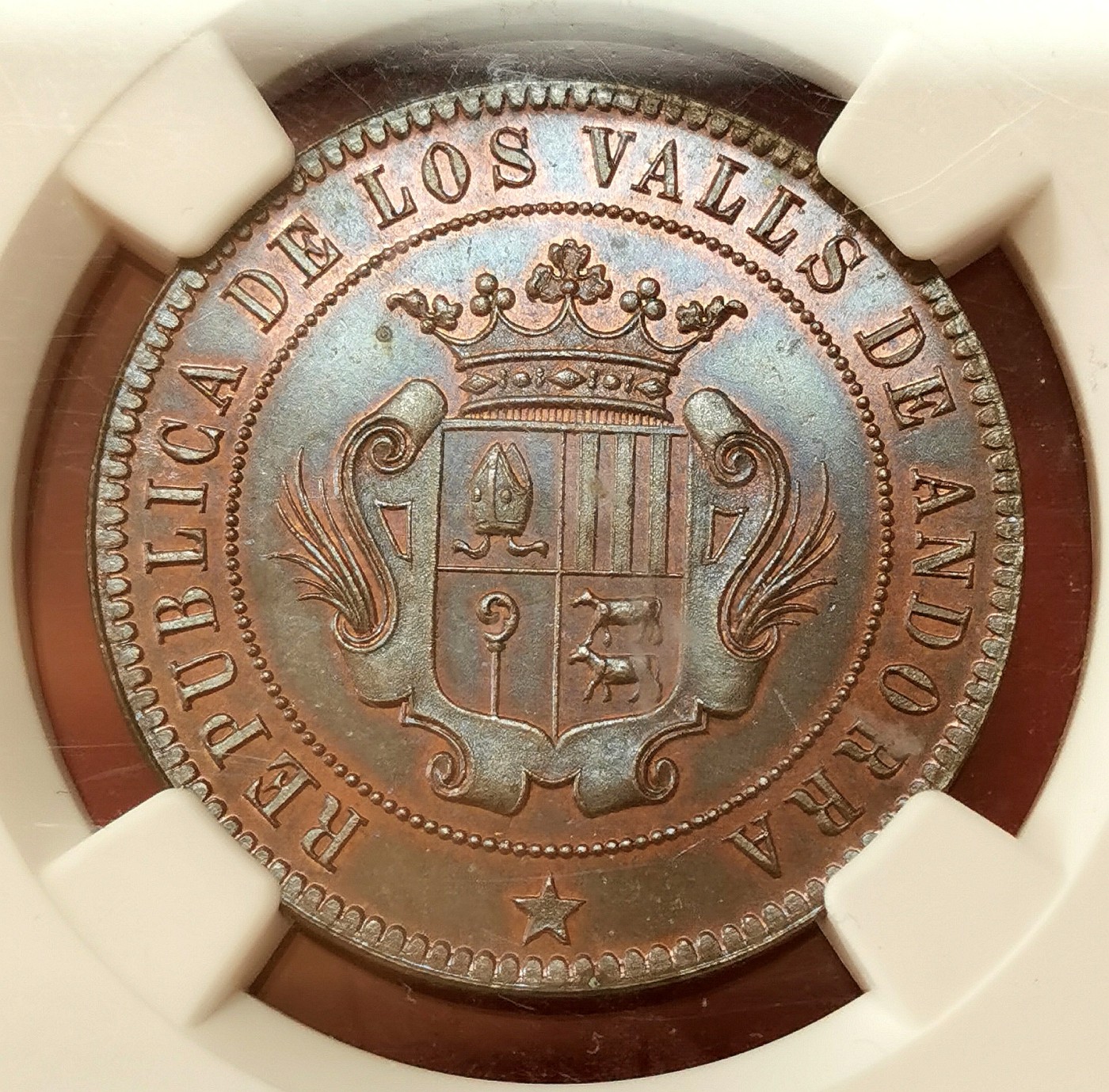 凡希社世界钱币微拍第二百五十六期 1873安道尔革命时期10分大铜精铸NGC-PF64BN