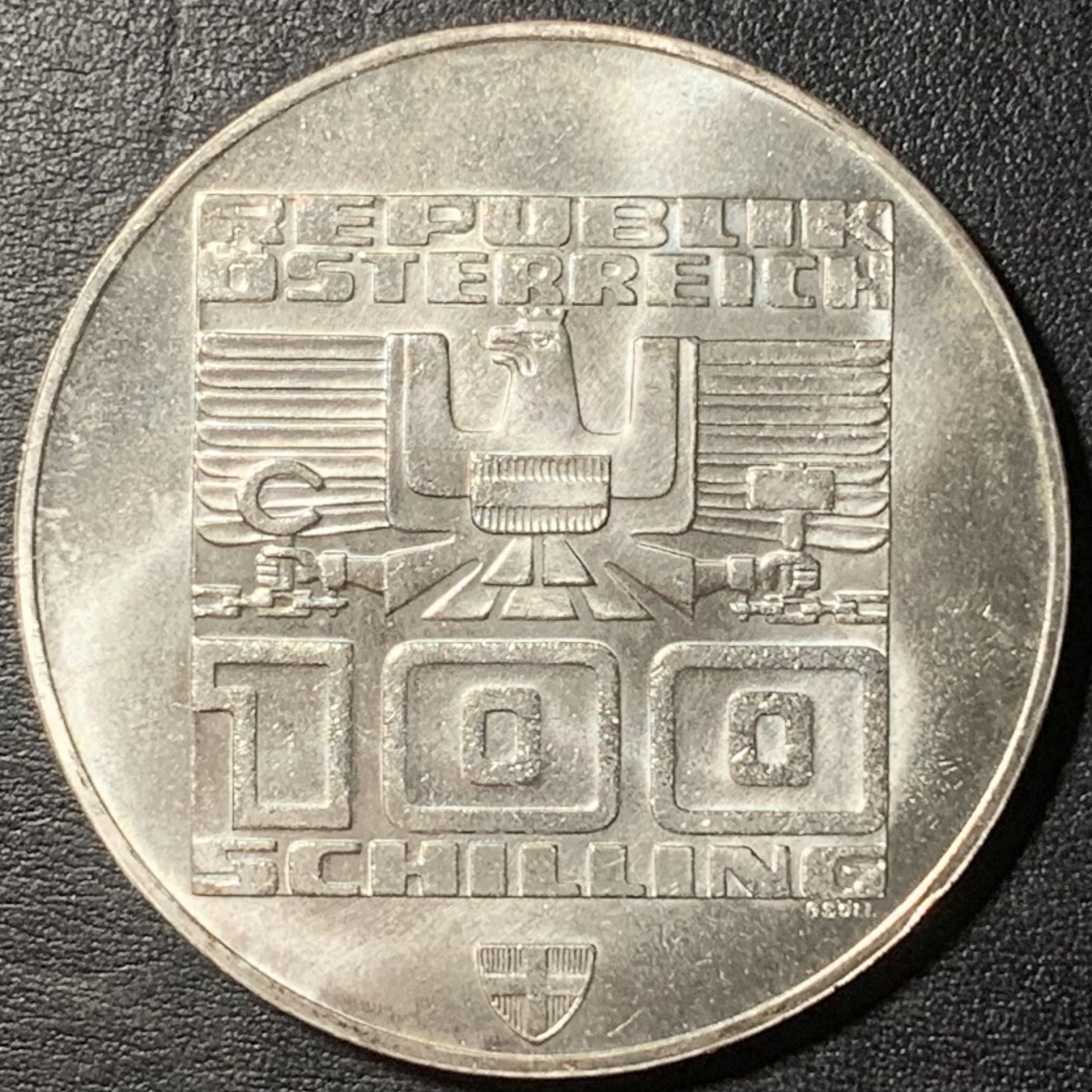 紫瑗钱币——第329期拍卖 奥地利 1976年 因斯布鲁克冬奥运 主会场 100先令 24克 0.64银 UNC