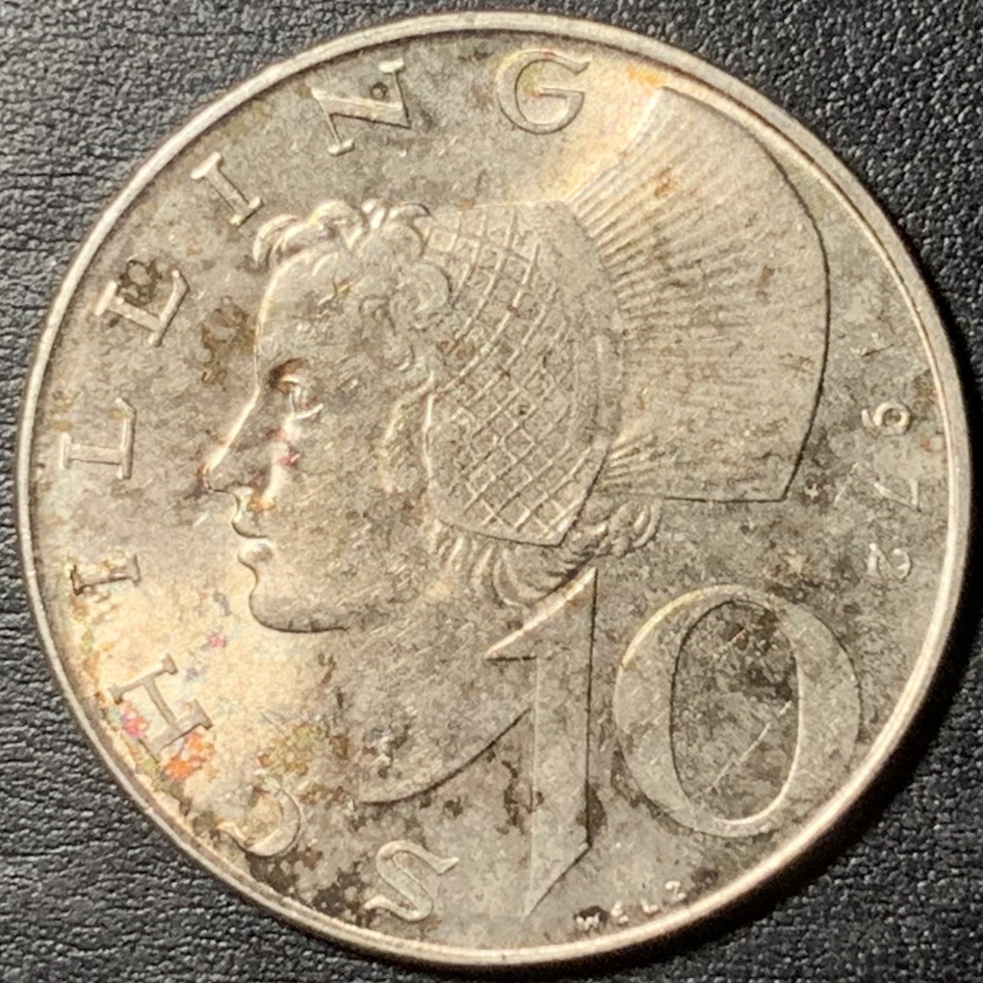 紫瑗钱币——第329期拍卖 奥地利 1972年 女神 10先令 7.5克 0.64银 UNC 五彩