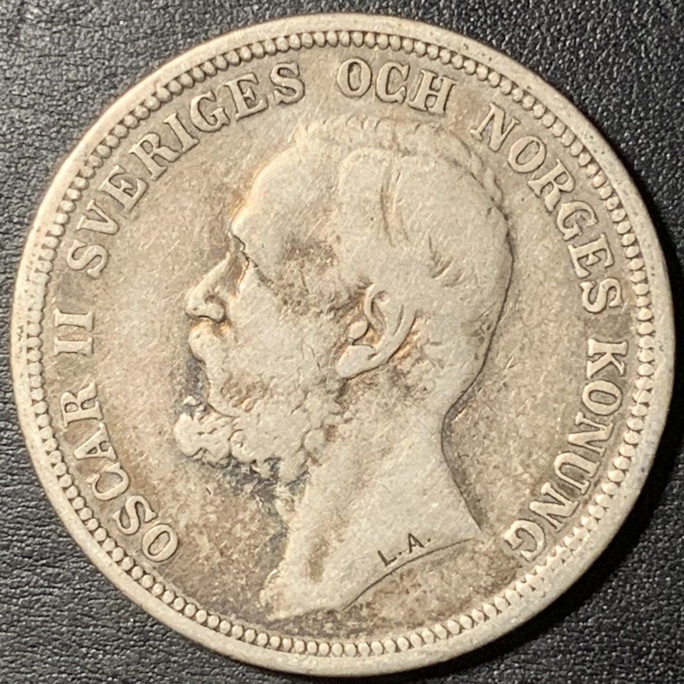 紫瑗钱币——第329期拍卖 瑞典 1897年 奥斯卡二世 2克朗 15克 0.8银