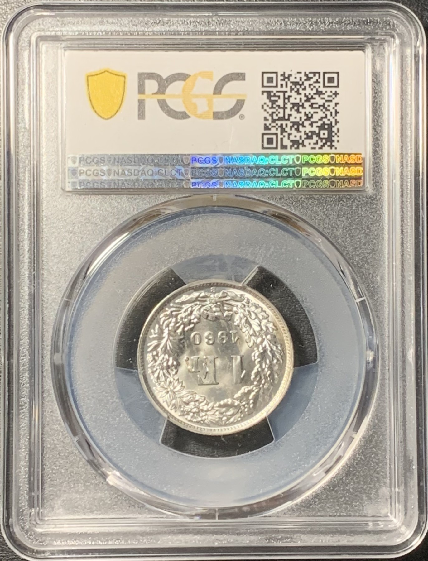 紫瑗钱币——第329期拍卖 瑞士 1960年 赫尔维蒂亚 1法郎 银币 PCGS MS66