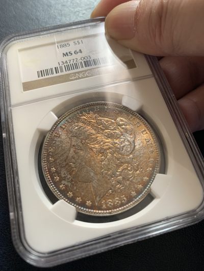 1885年美国摩根银币P版五彩币NGC-MS64