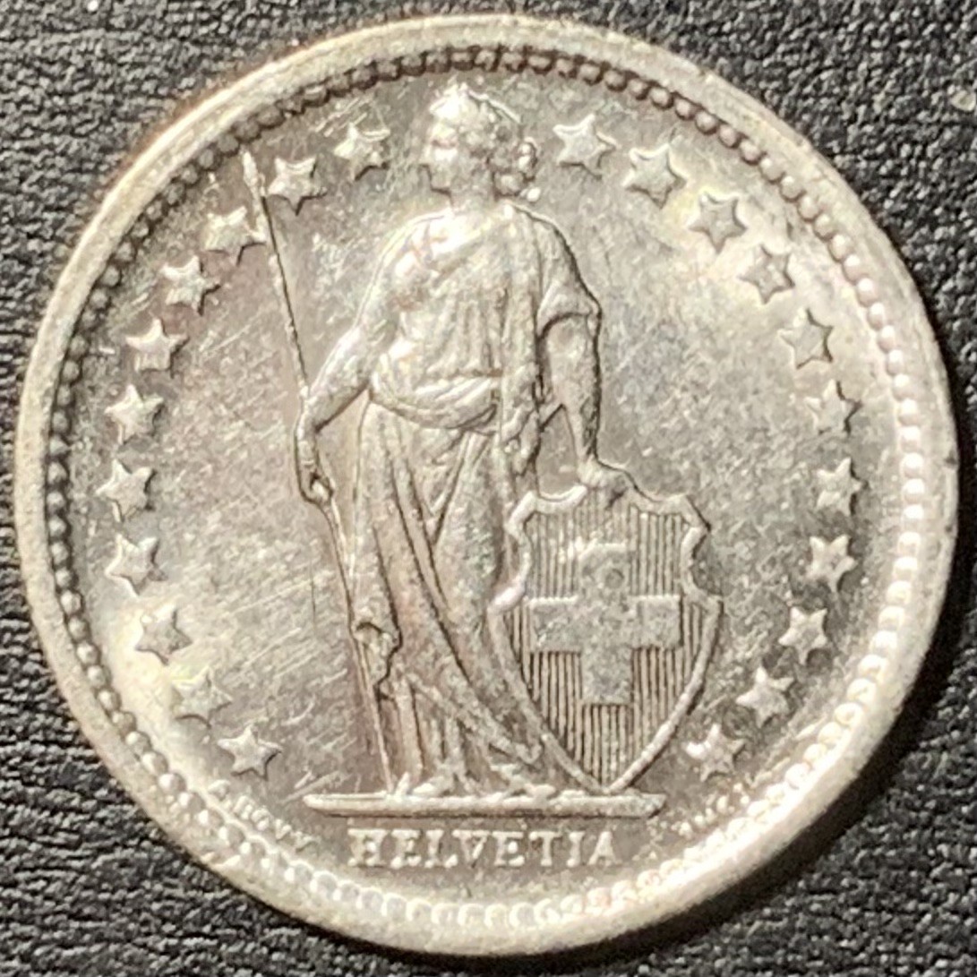 紫瑗钱币——第329期拍卖 瑞士 1967年 赫尔维蒂亚 1/2法郎 2.5克 0.835银 UNC