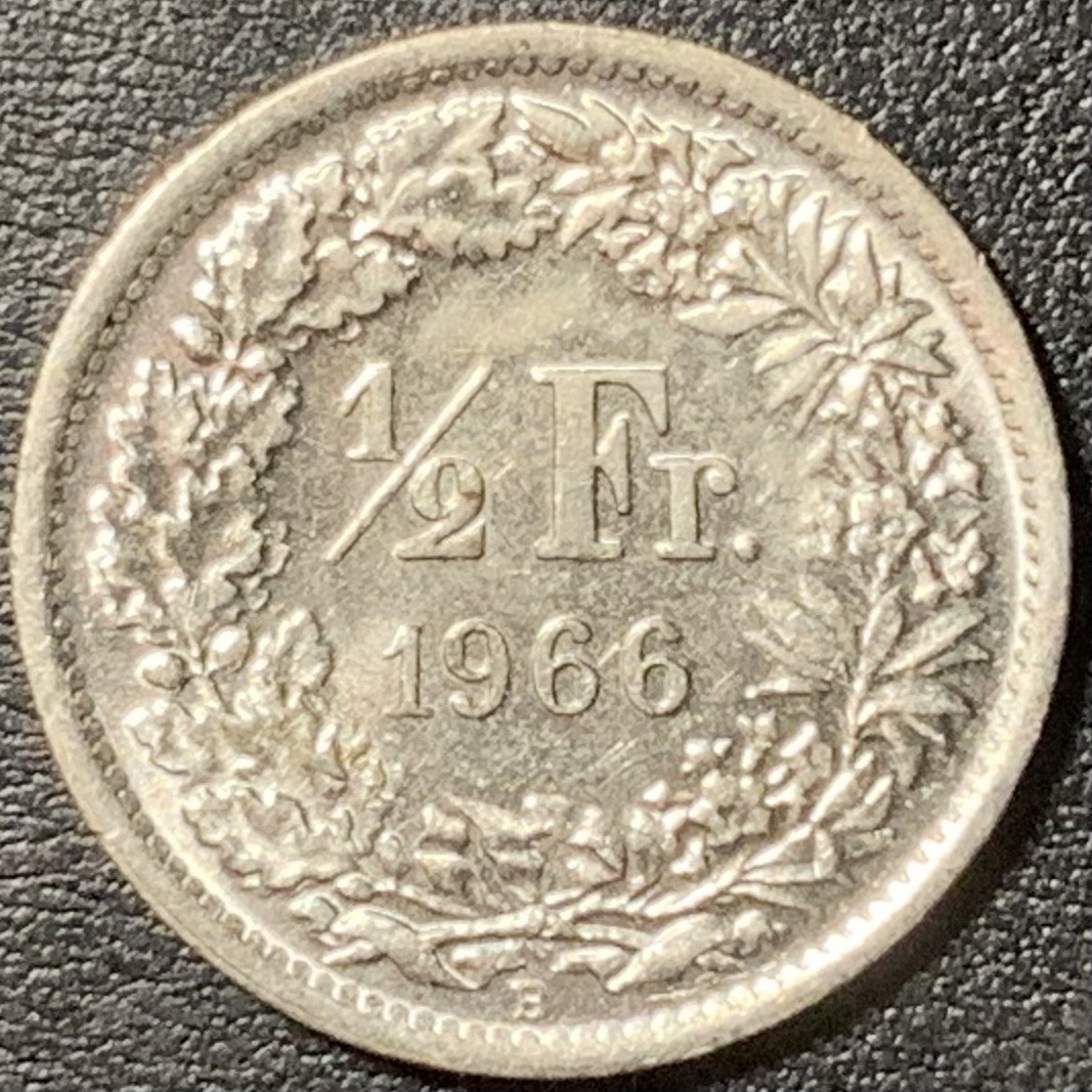 紫瑗钱币——第329期拍卖 瑞士 1966年 赫尔维蒂亚 1/2法郎 2.5克 0.835银 UNC