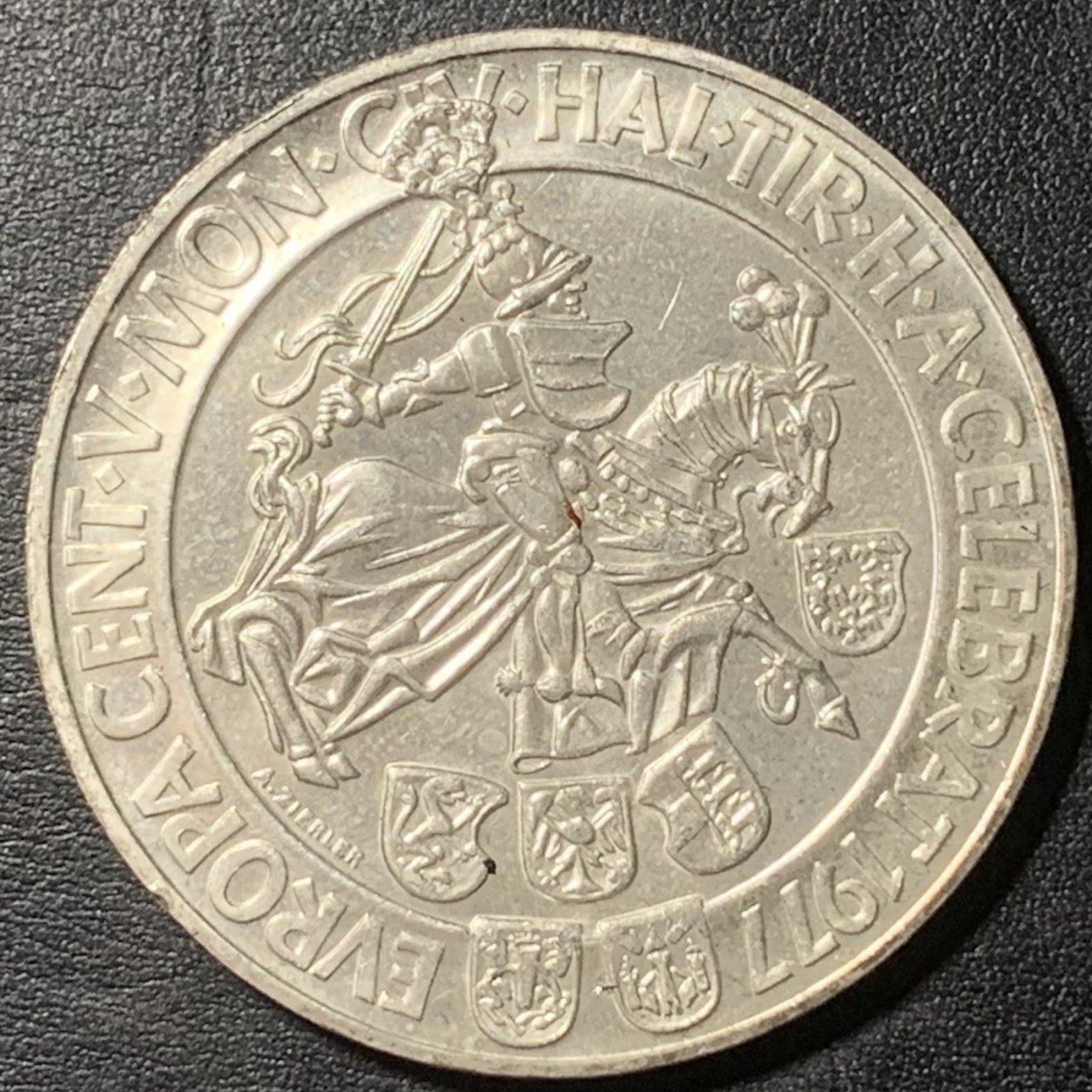 紫瑗钱币——第329期拍卖 奥地利 1977年 萨尔茨堡建市900周年 100先令 24克 0.64银 UNC