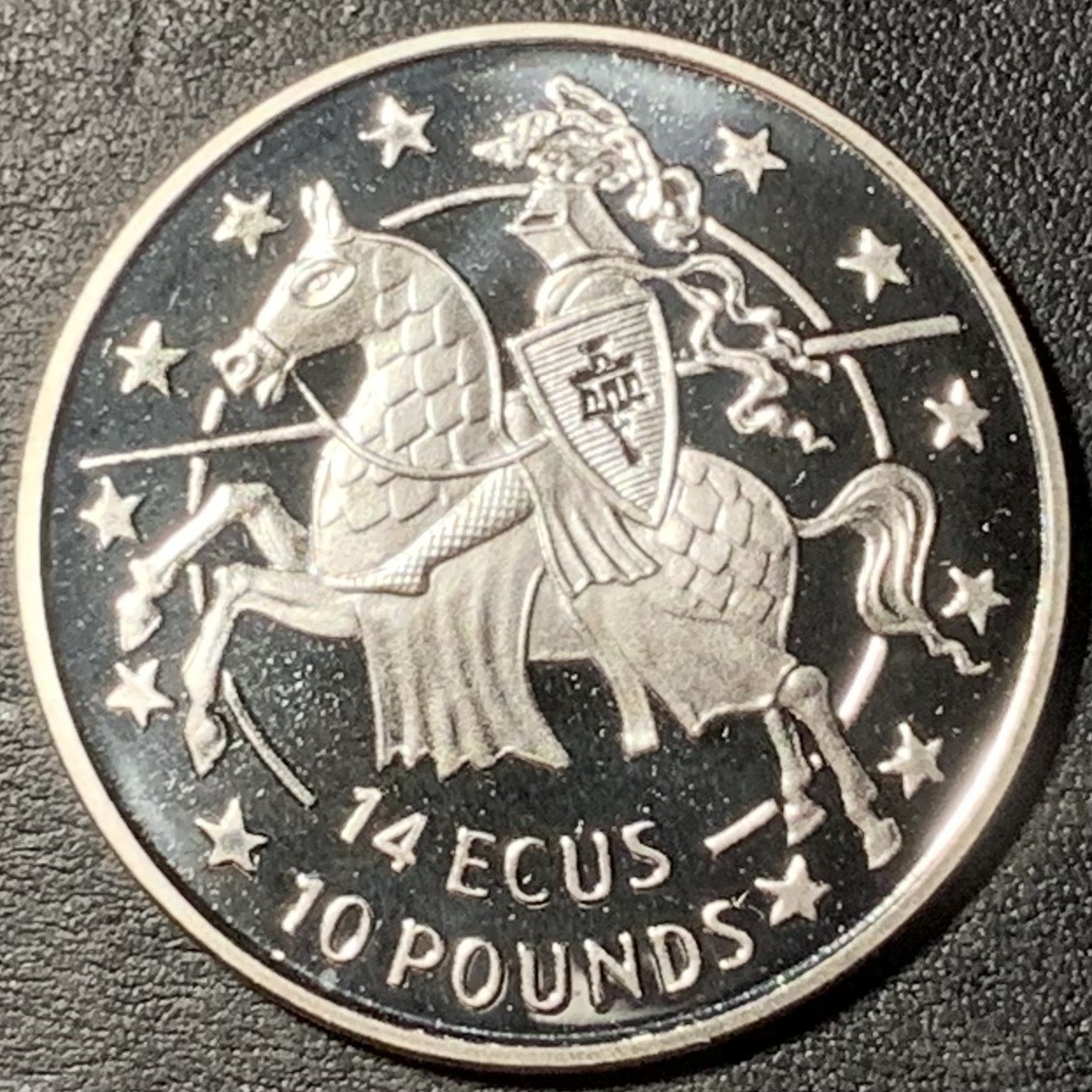 紫瑗钱币——第329期拍卖 直布罗陀 1991年 伊丽莎白二世 骑士 10磅14埃居 10克 0.925银 精制