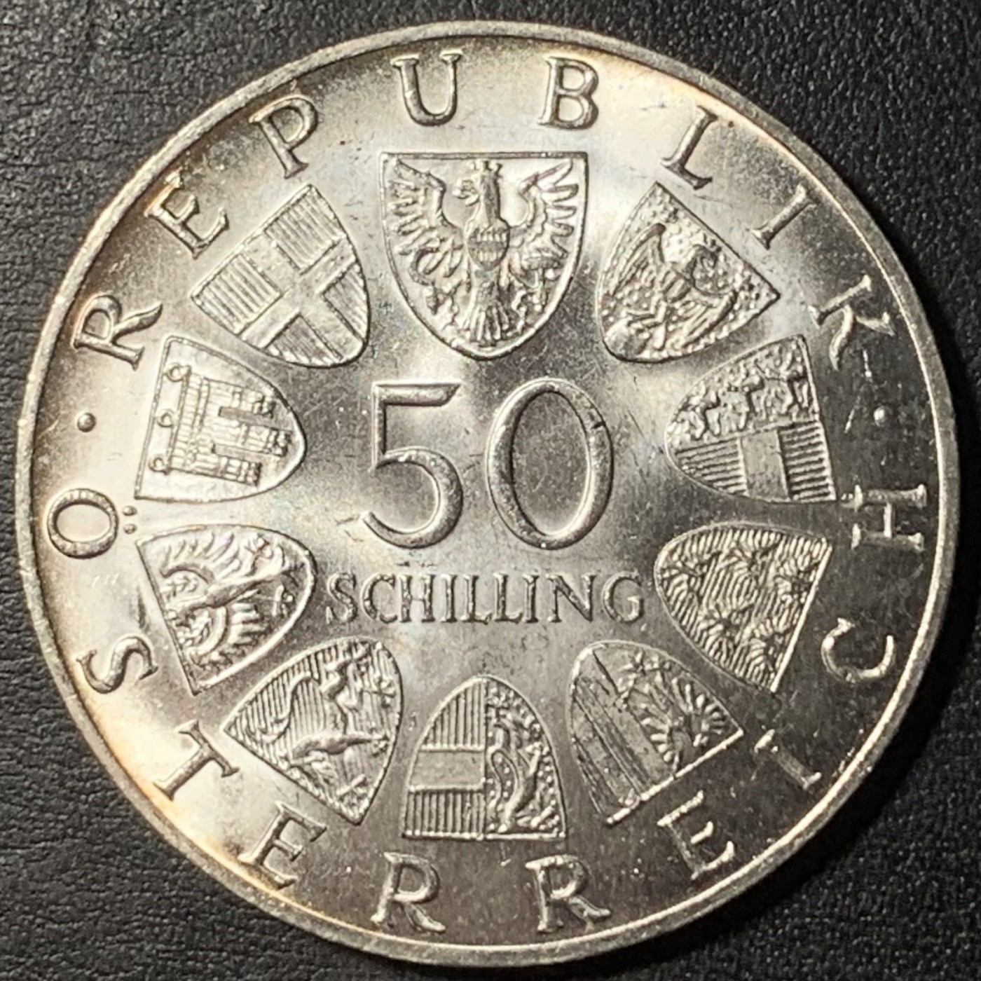 紫瑗钱币——第329期拍卖 奥地利 1968年 第二共和国建国50周年 50先令 20克 0.9银 UNC