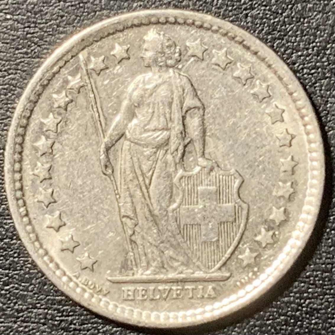 紫瑗钱币——第329期拍卖 瑞士 1960年 赫尔维蒂亚 1/2法郎 2.5克 0.835银 