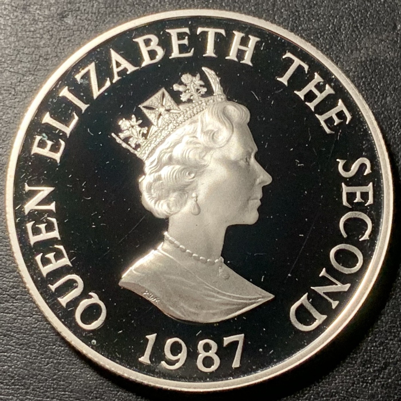 紫瑗钱币——第329期拍卖 泽西岛 1987年 WWF野生动物基金会25周年 白鸽 2磅 28.28克 0.925银 精制