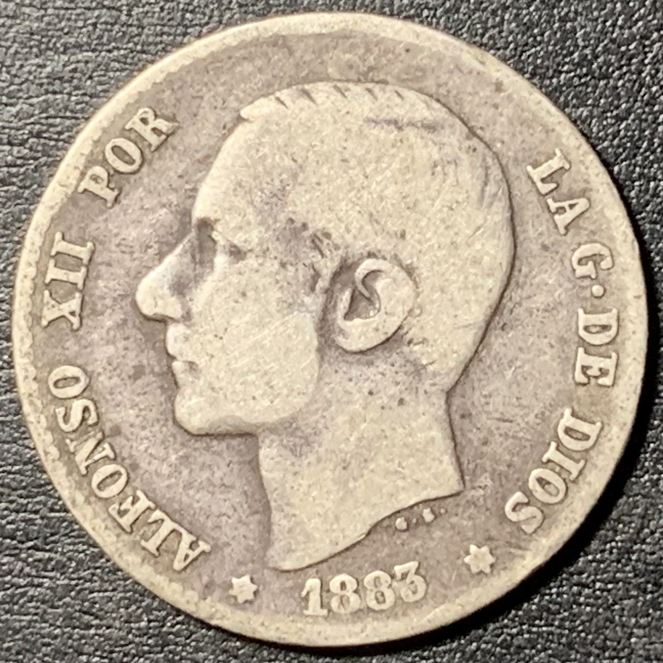 紫瑗钱币——第329期拍卖 西班牙 1883年 阿方索十二世 1比塞塔 5克 0.835银