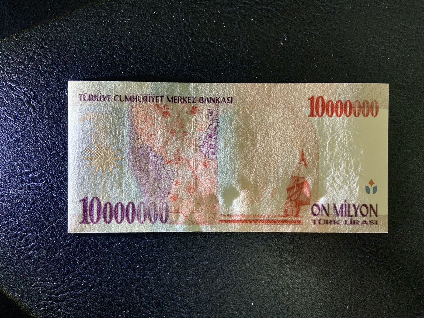 收藏联盟Quantum Auction 第308期拍卖  土耳其1991年1000万里拉 品相全新UNC 稀少高面值 背面是皮瑞.雷斯地图(首次记录南冰洋存在)