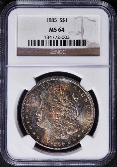 1885年美国摩根银币P版五彩币NGC-MS64