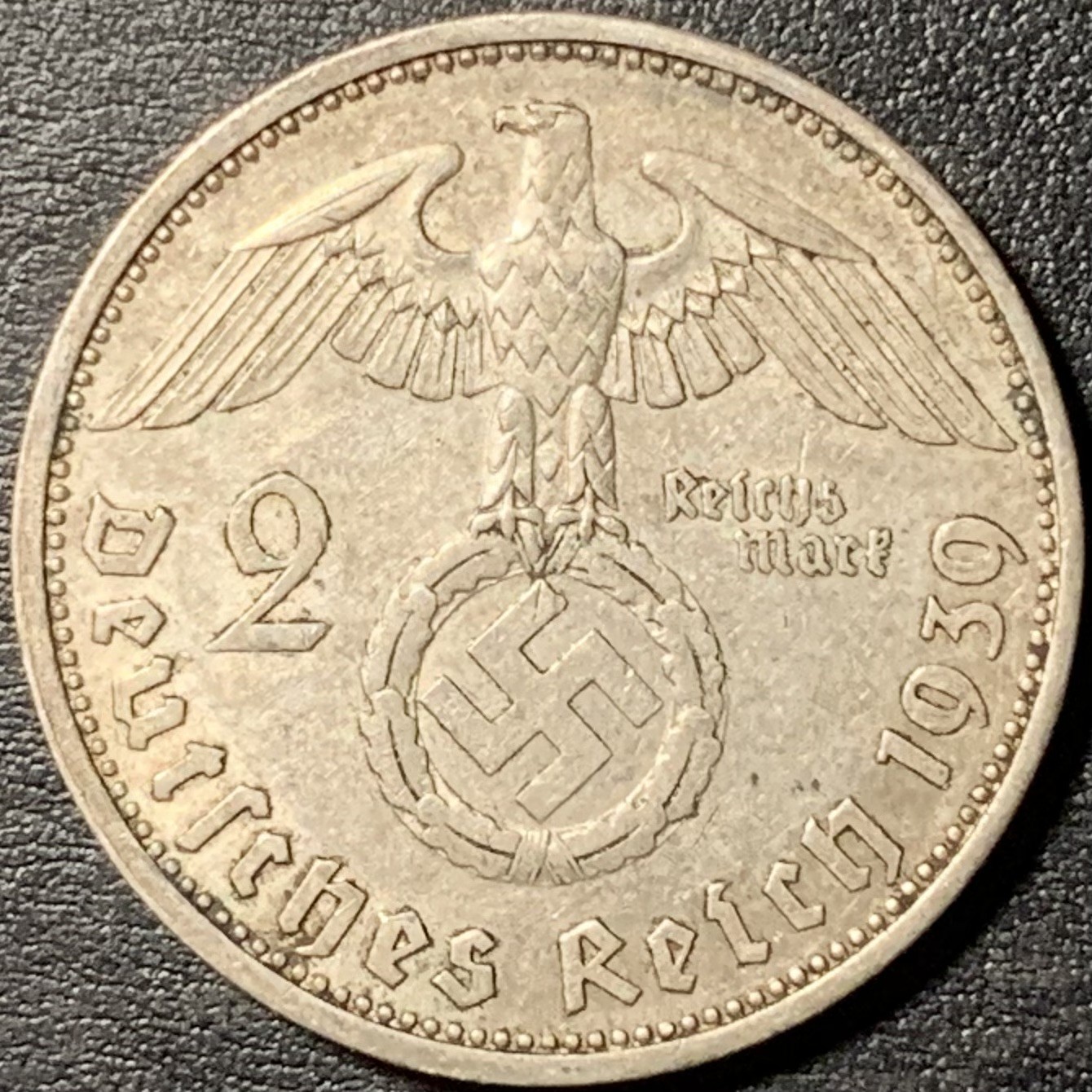 紫瑗钱币——第329期拍卖 德国 1939年 A版 兴登堡 字符 2马克 8克 0.625银