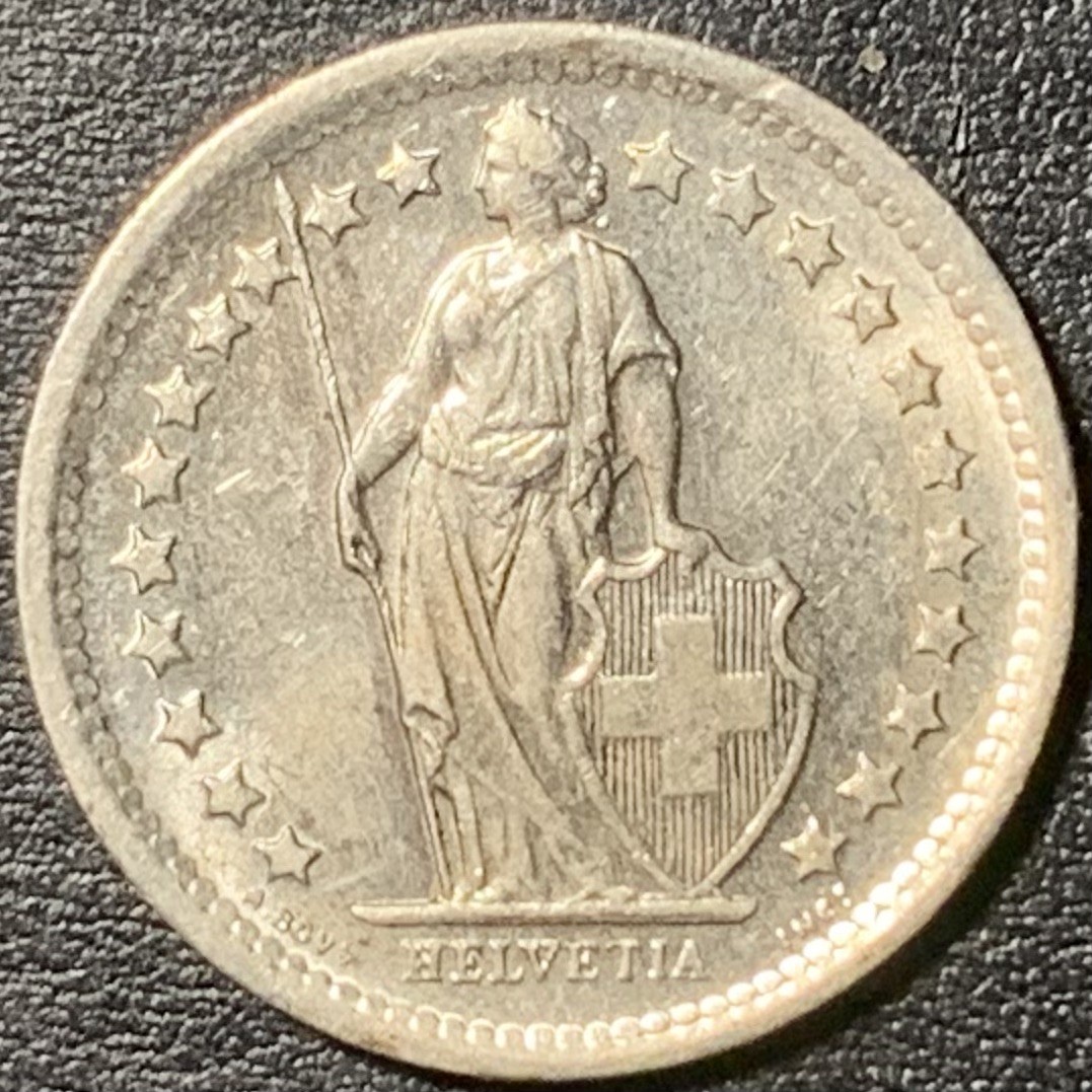 紫瑗钱币——第329期拍卖 瑞士 1966年 赫尔维蒂亚 1/2法郎 2.5克 0.835银 UNC