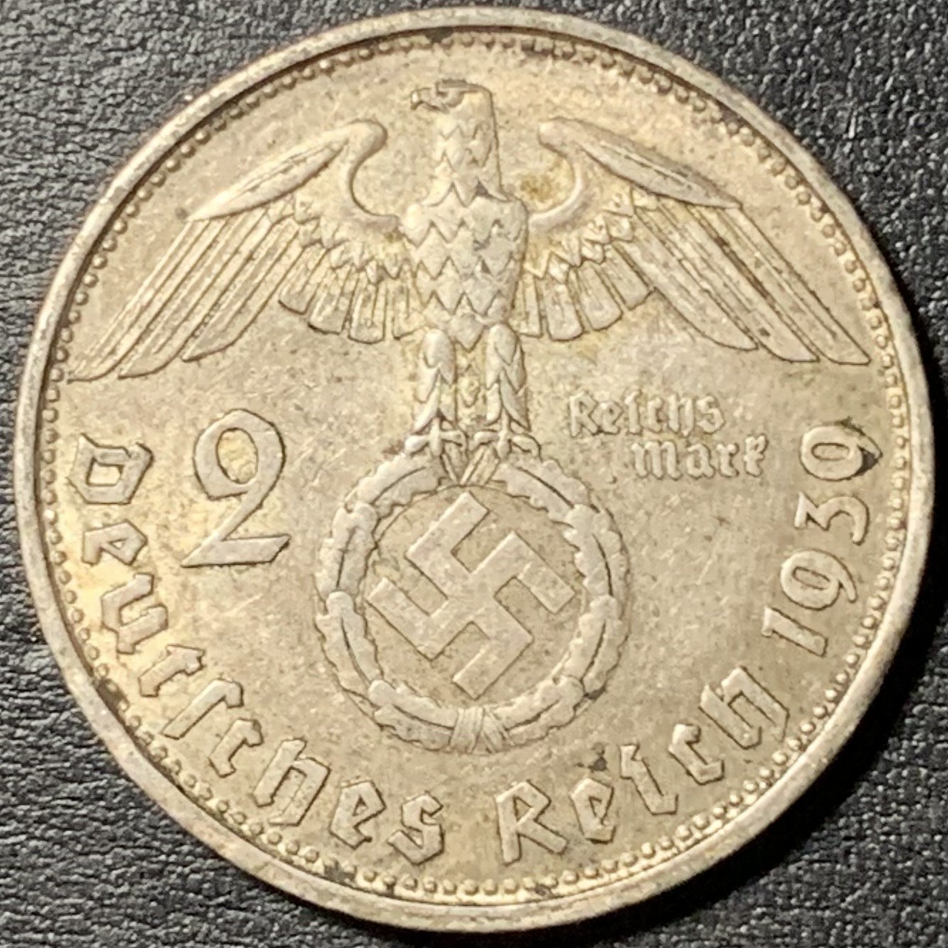 紫瑗钱币——第329期拍卖 德国 1939年 B版 兴登堡 字符 2马克 8克 0.625银