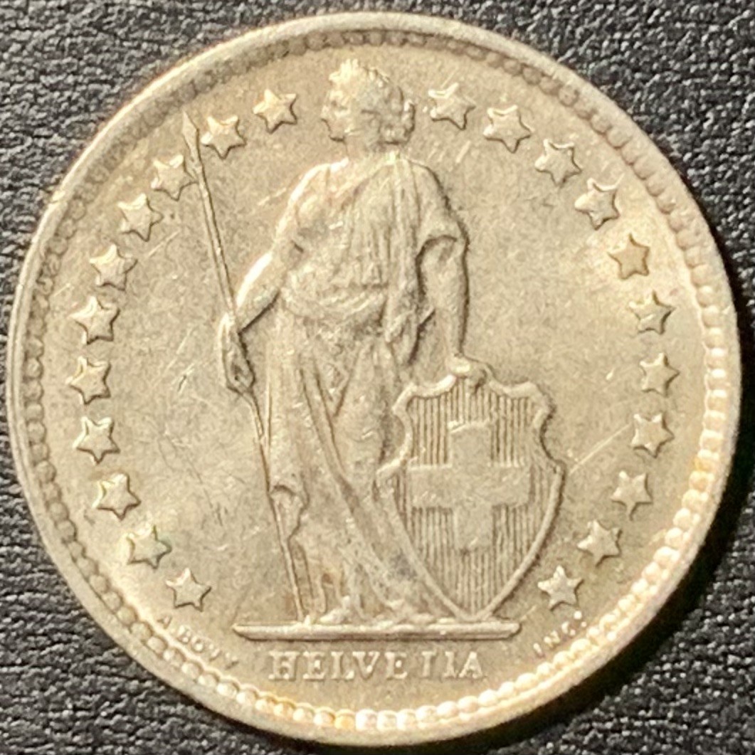 紫瑗钱币——第329期拍卖 瑞士 1963年 赫尔维蒂亚 1/2法郎 2.5克 0.835银 UNC