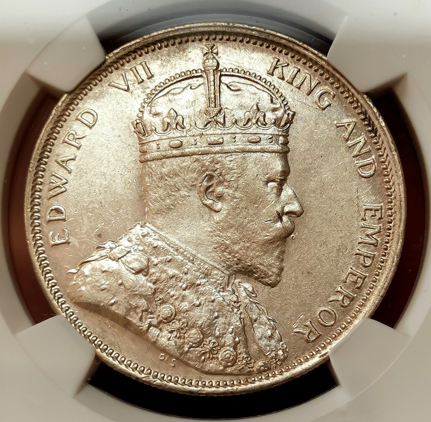 凡希社世界钱币微拍第二百五十六期 荐！1904B海峡殖民地爱七壹元大样NGC-MS62银光充沛！