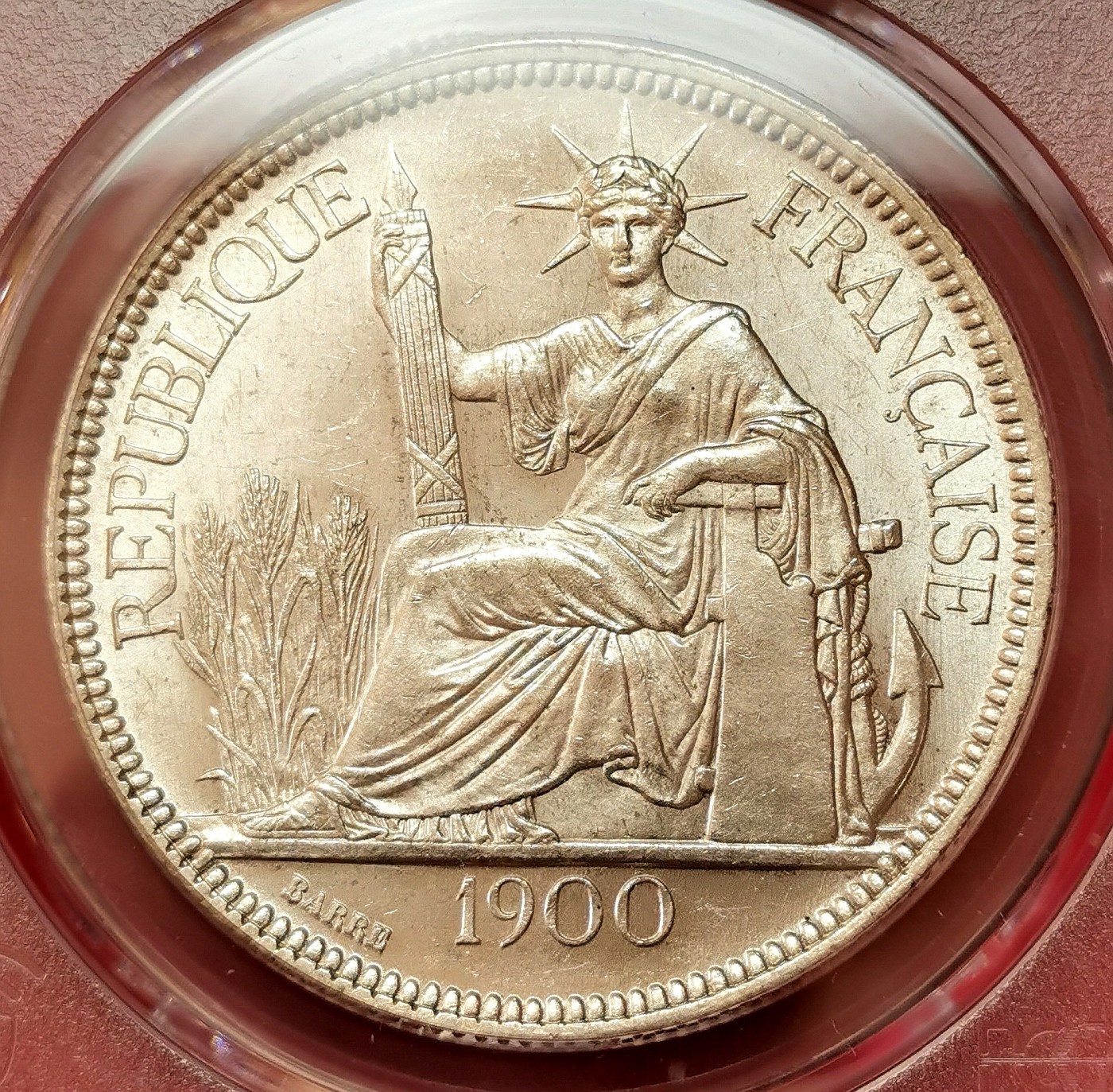 凡希社世界钱币微拍第二百五十六期 荐！1900法属印度支那座洋大银PCGS-MS63真正的全脸高鼻车轮光！