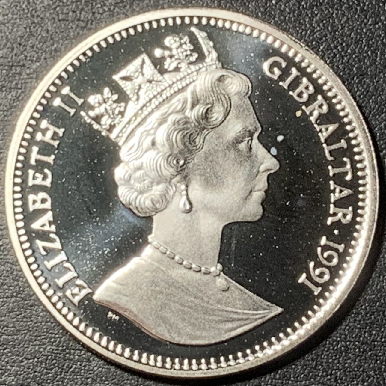 紫瑗钱币——第329期拍卖 直布罗陀 1991年 伊丽莎白二世 骑士 10磅14埃居 10克 0.925银 精制