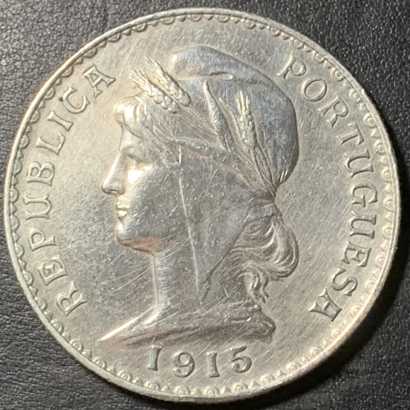 紫瑗钱币——第329期拍卖 葡萄牙 1915年 自由女神 1埃斯库多 25克 0.835银