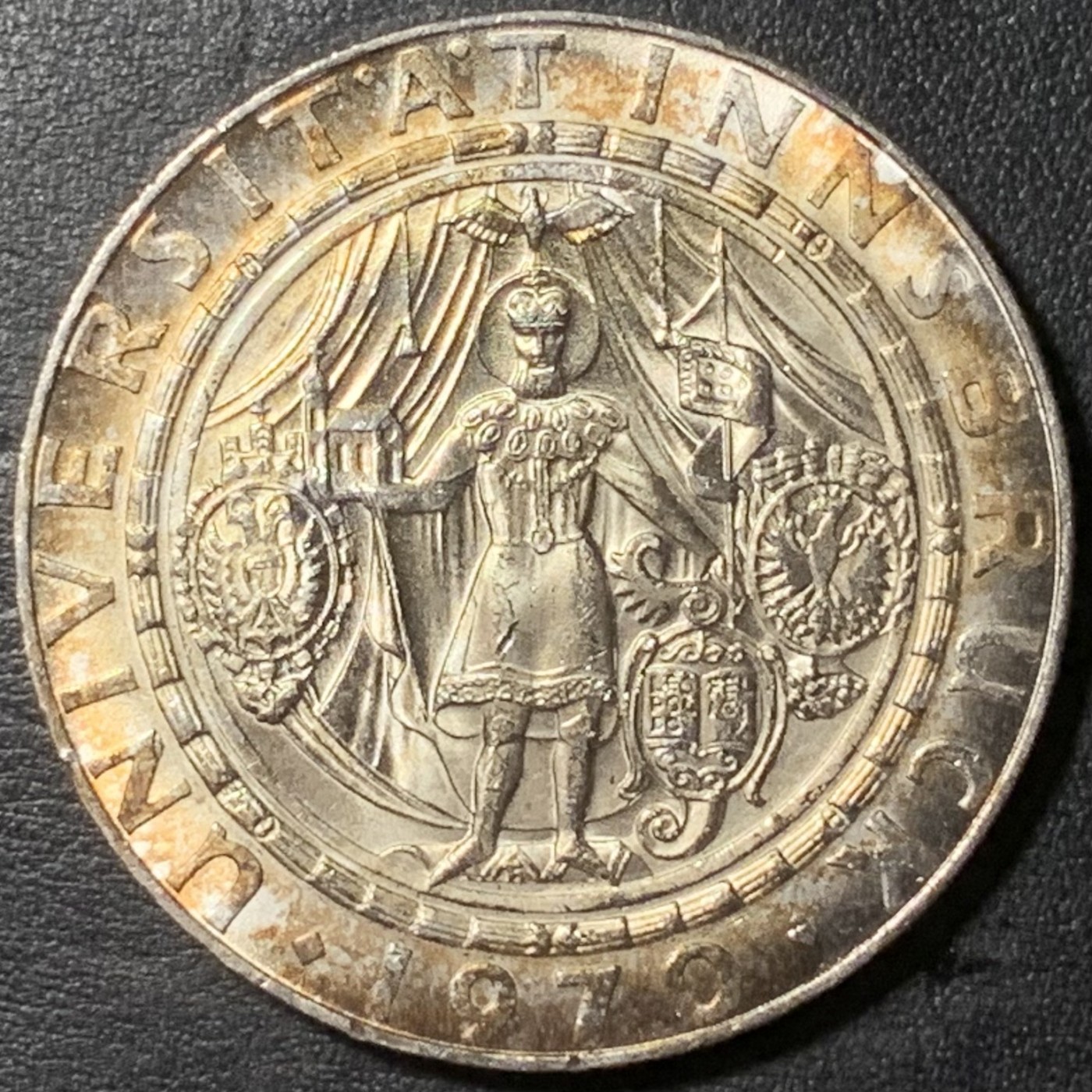 紫瑗钱币——第329期拍卖 奥地利 1970年 因斯布鲁克大学300周年 50先令 20克 0.9银 UNC