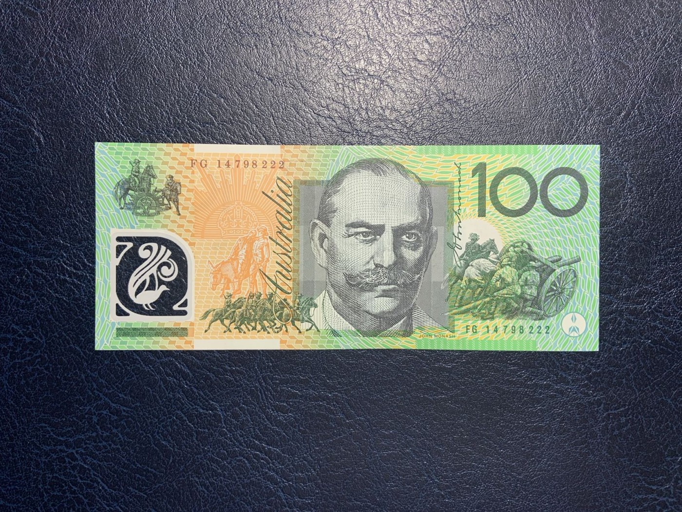 收藏联盟Quantum Auction 第308期拍卖  澳大利亚2014年100元 品相AU 豹子号222