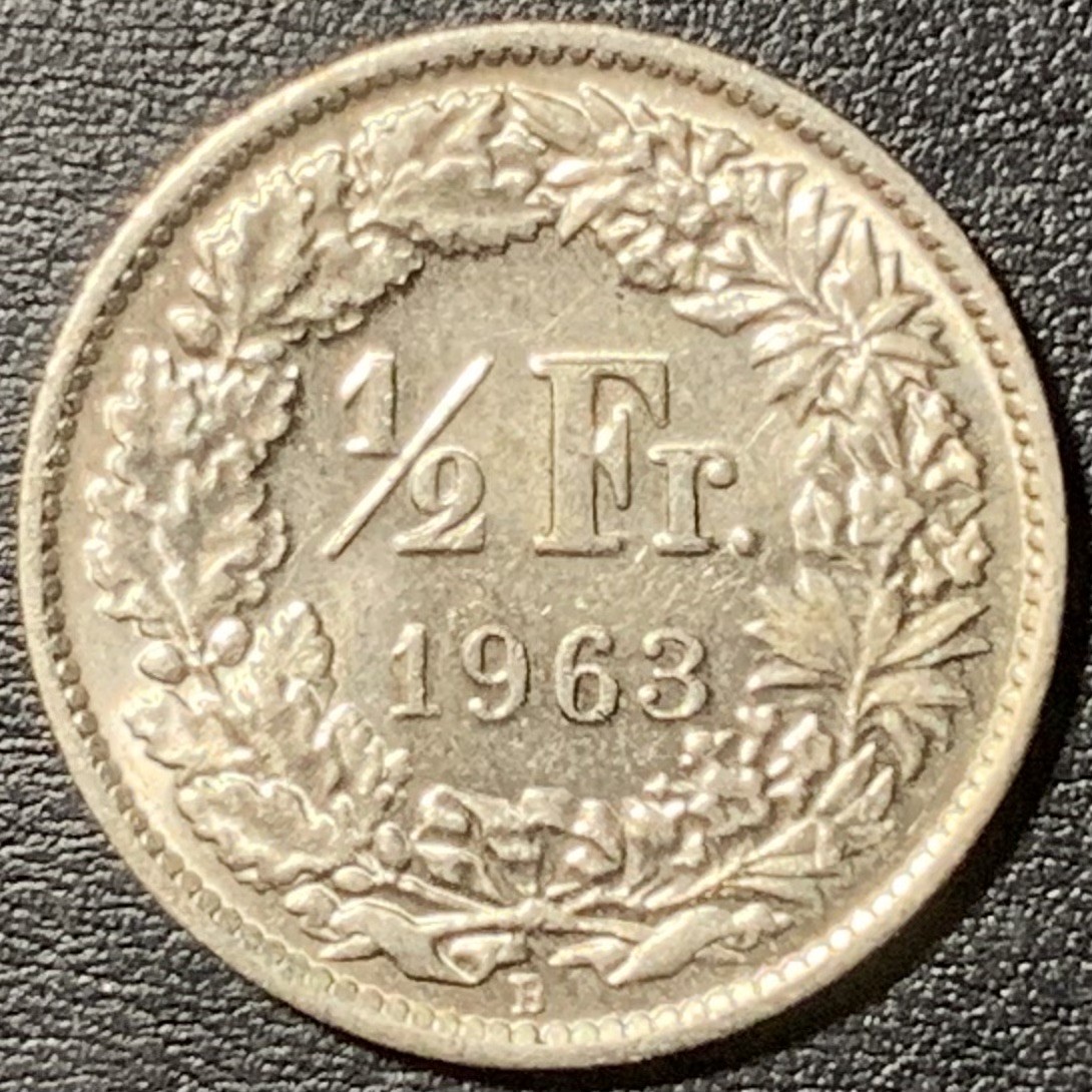 紫瑗钱币——第329期拍卖 瑞士 1963年 赫尔维蒂亚 1/2法郎 2.5克 0.835银 UNC