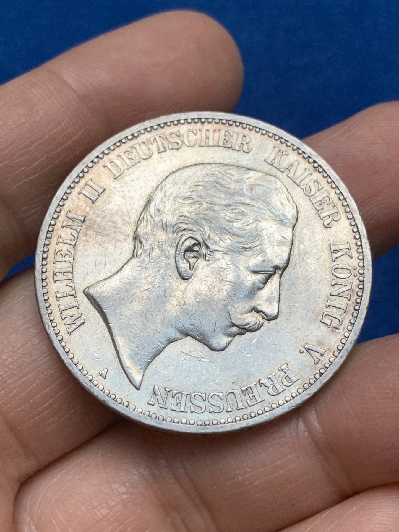 《竞宝斋》第221场-周日，周一 2场 (全场包邮) 德国1908年普鲁士威廉二世5马克银币