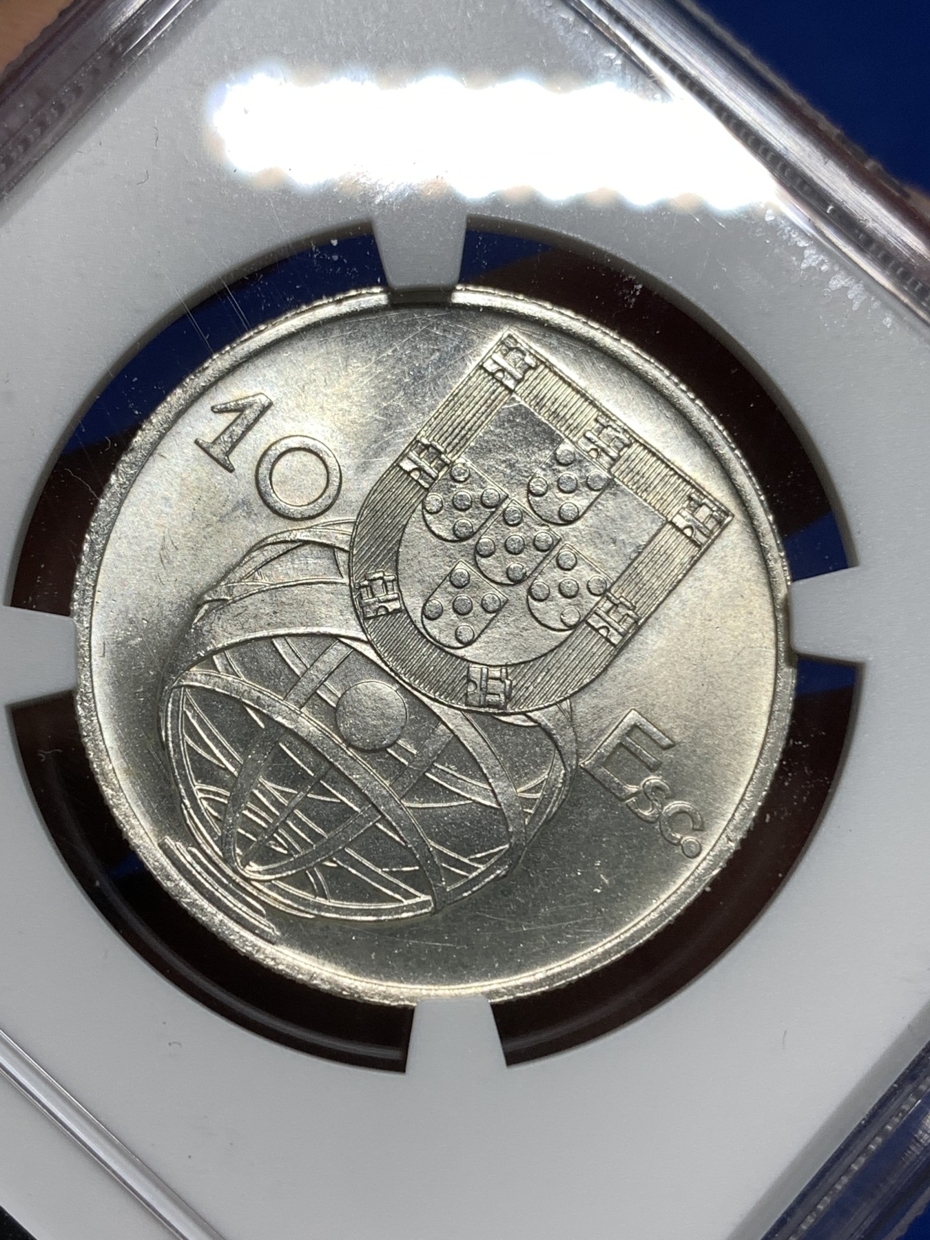 《竞宝斋》第221场-周日，周一 2场 (全场包邮) NGC MS65 葡萄牙1955年大帆船10埃斯库多银币