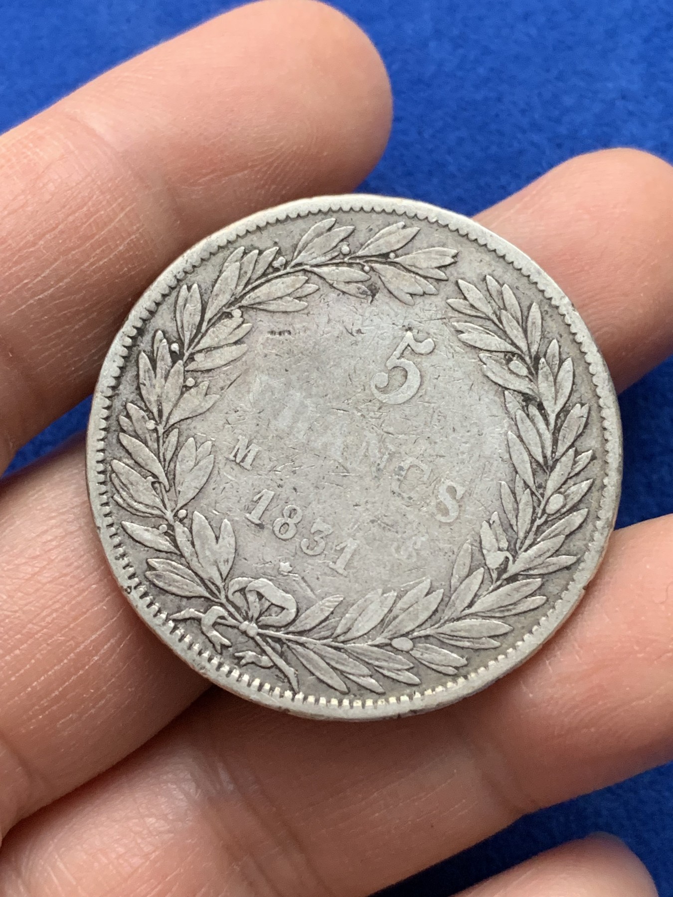 《竞宝斋》第221场-周日，周一 2场 (全场包邮) 法国 1831年 菲利普 小头版 5法郎银币 原味包浆