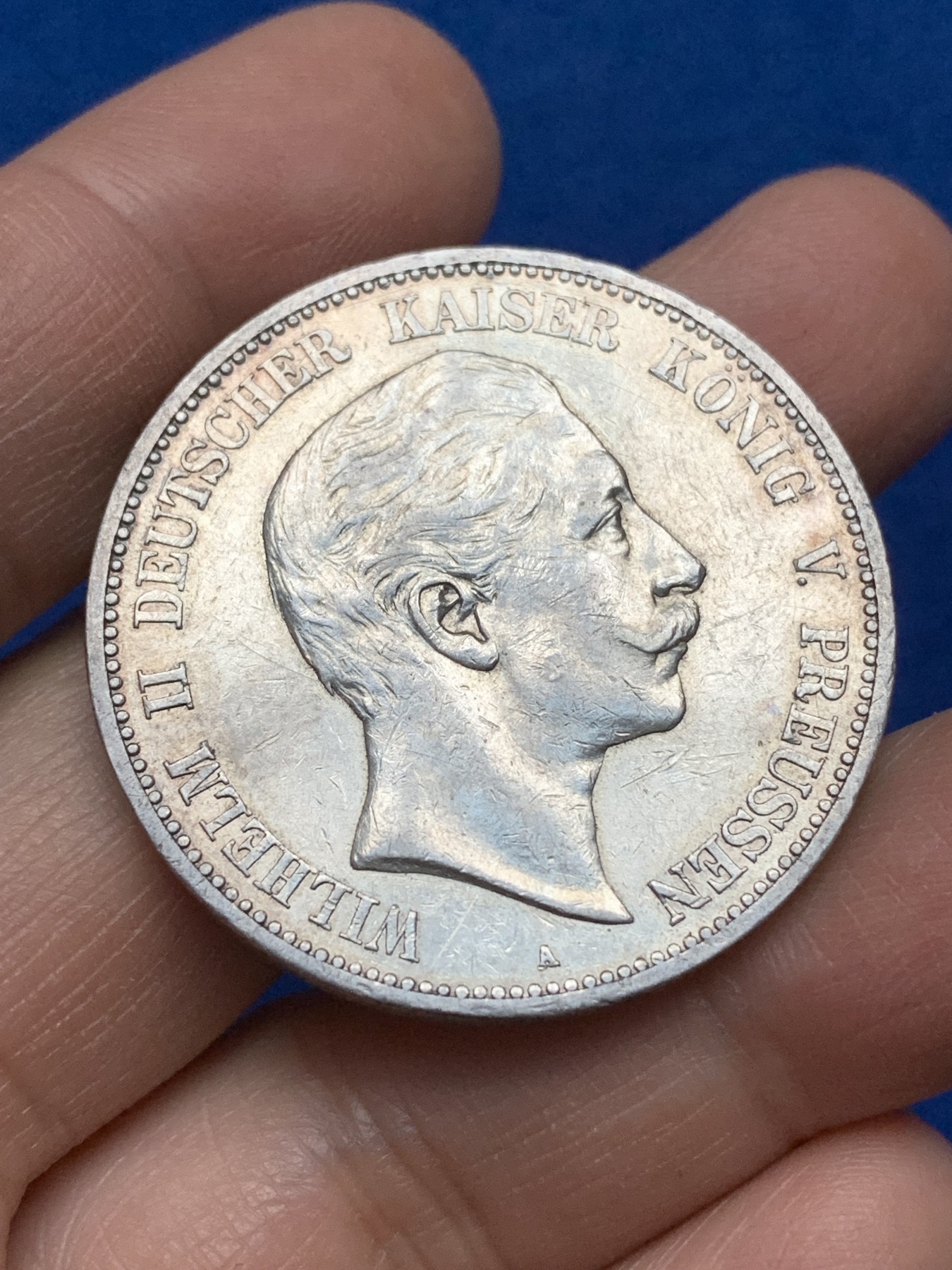 《竞宝斋》第221场-周日，周一 2场 (全场包邮) 德国1908年普鲁士威廉二世5马克银币