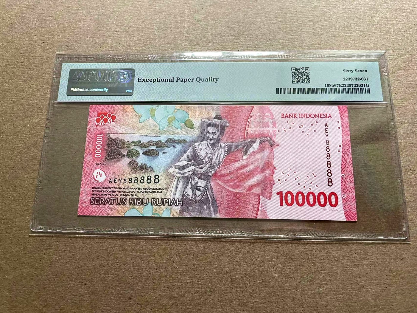 【Blue Auction】✨世界纸币精拍第401期【精】 【全同8】印尼 2023年10万卢比 PMG67EPQ 