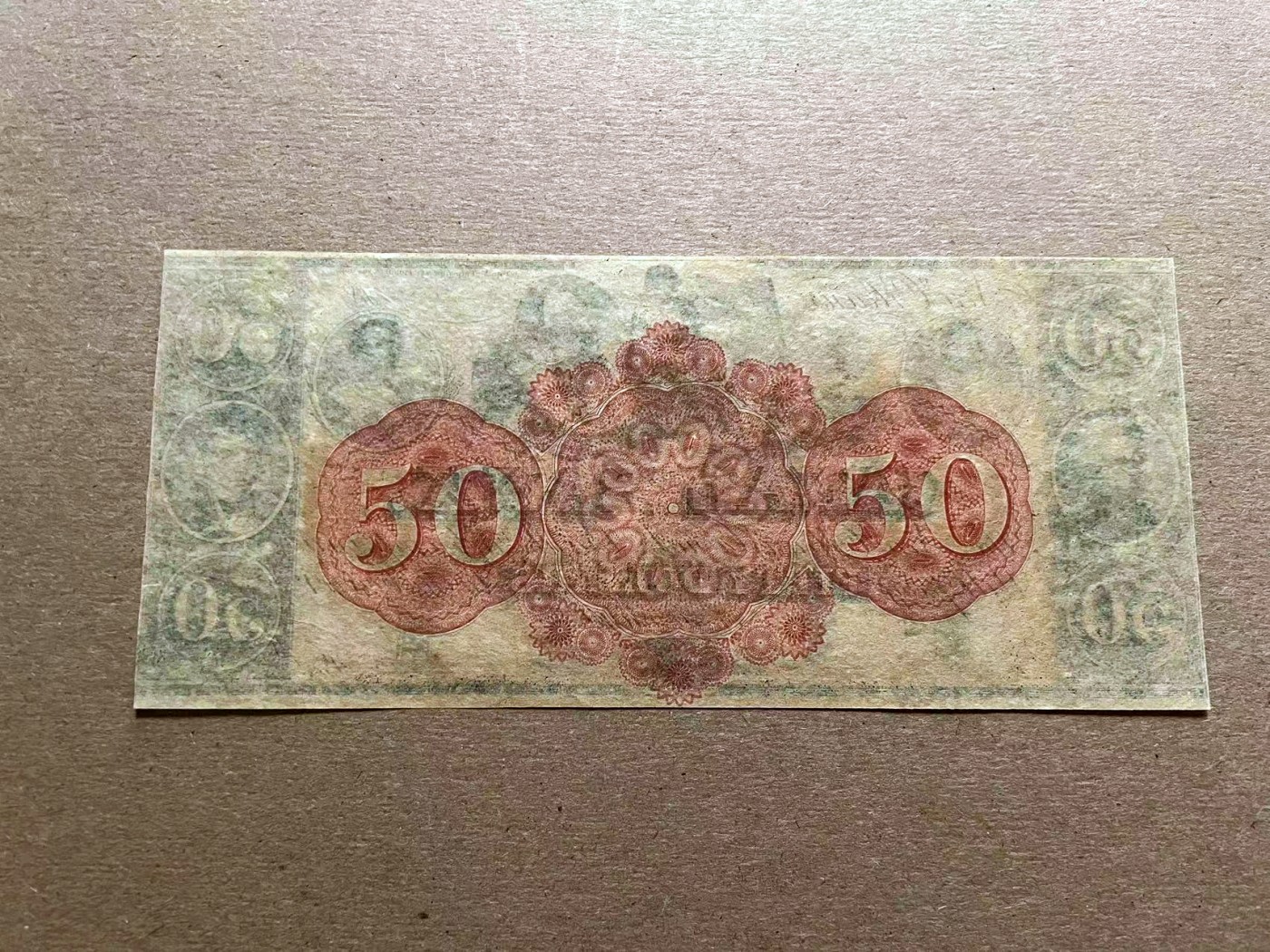 【Blue Auction】✨世界纸币精拍第401期【精】 美国 新奥尔良 18XX年50美金 众多人物 双面设计大票幅 红色套印 全新UNC