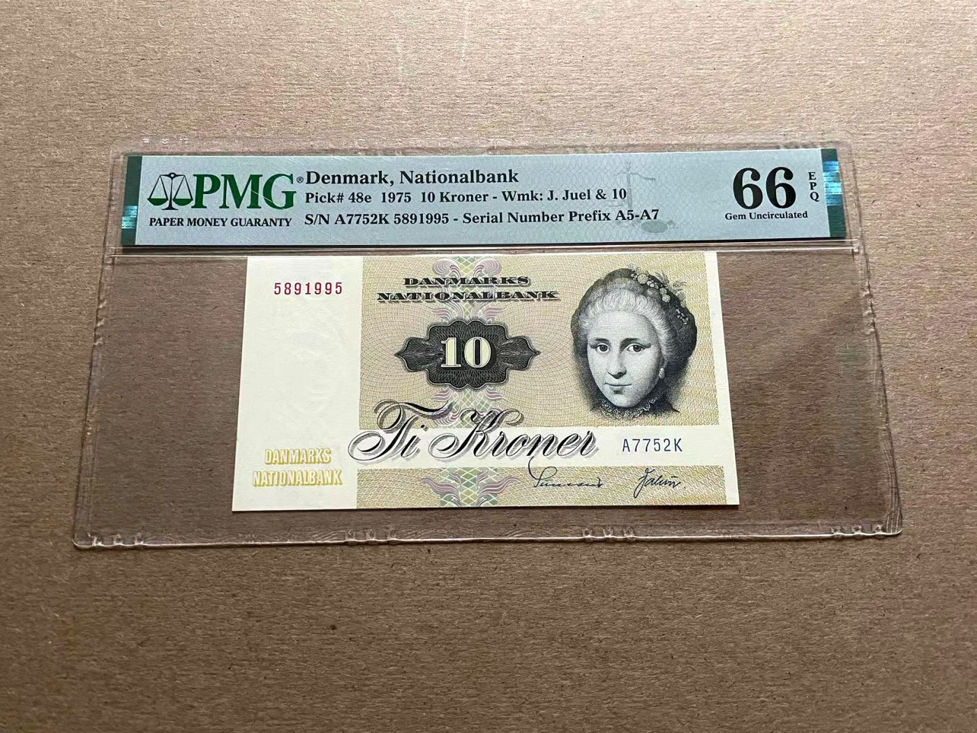 【Blue Auction】✨世界纸币精拍第401期【精】 【无47】丹麦 1975年10克朗 PMG66EPQ 