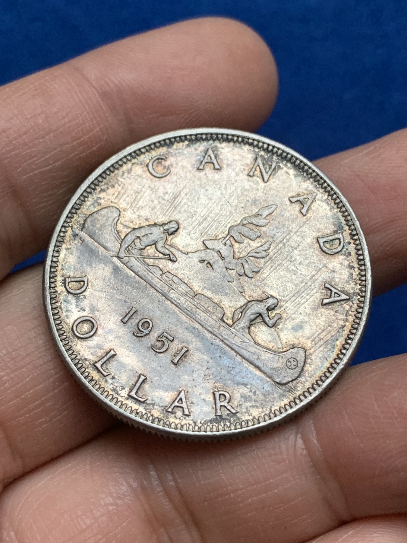 《竞宝斋》第221场-周日，周一 2场 (全场包邮) 加拿大1951年乔治六世划船1加元银币