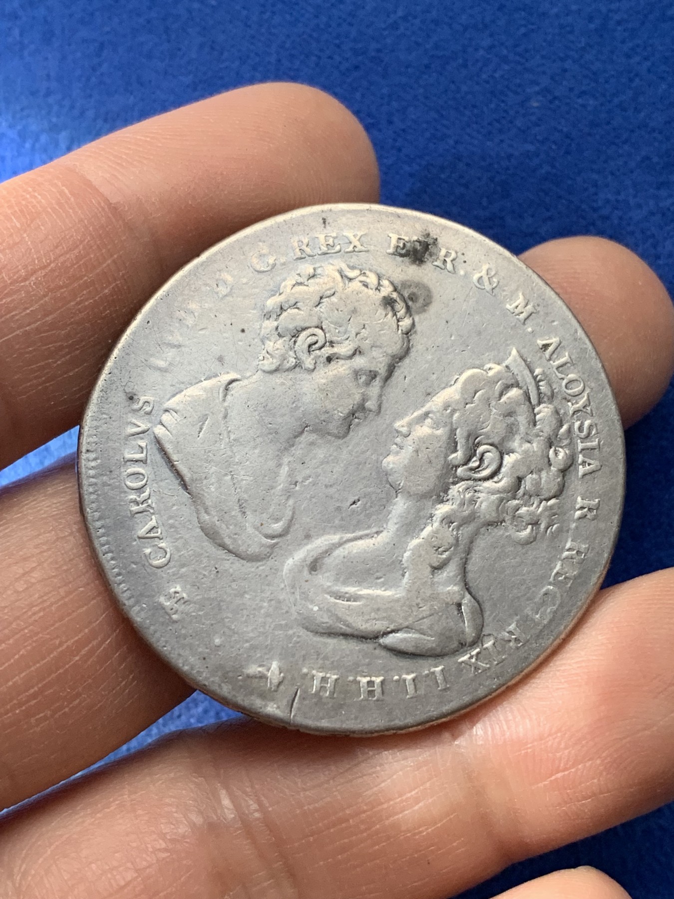 《竞宝斋》第221场-周日，周一 2场 (全场包邮) 意大利托斯卡纳 1807年 对面双人像10P大银币 此版稀少 顶部边齿有打磨痕迹 细节见图 26.68g