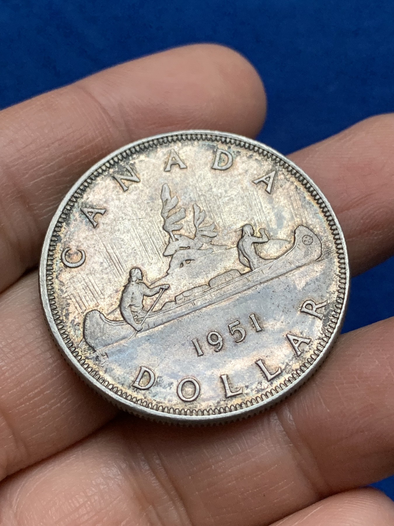 《竞宝斋》第221场-周日，周一 2场 (全场包邮) 加拿大1951年乔治六世划船1加元银币