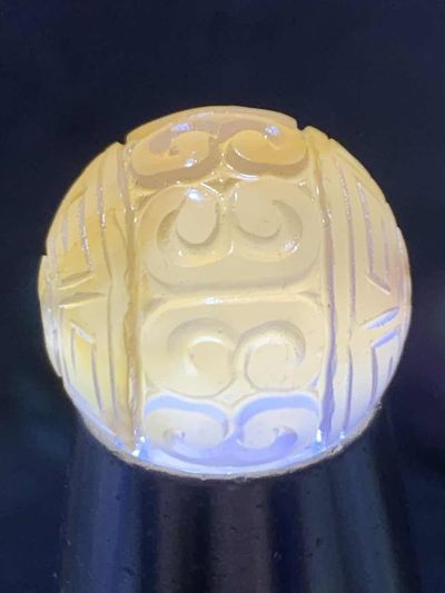 精美高润度冰皮糖心蒙料战国红玛瑙雕刻回纹2.0珠子一颗， 精美高润度冰皮糖心蒙料战国红玛瑙雕刻回纹2.0珠子一颗，