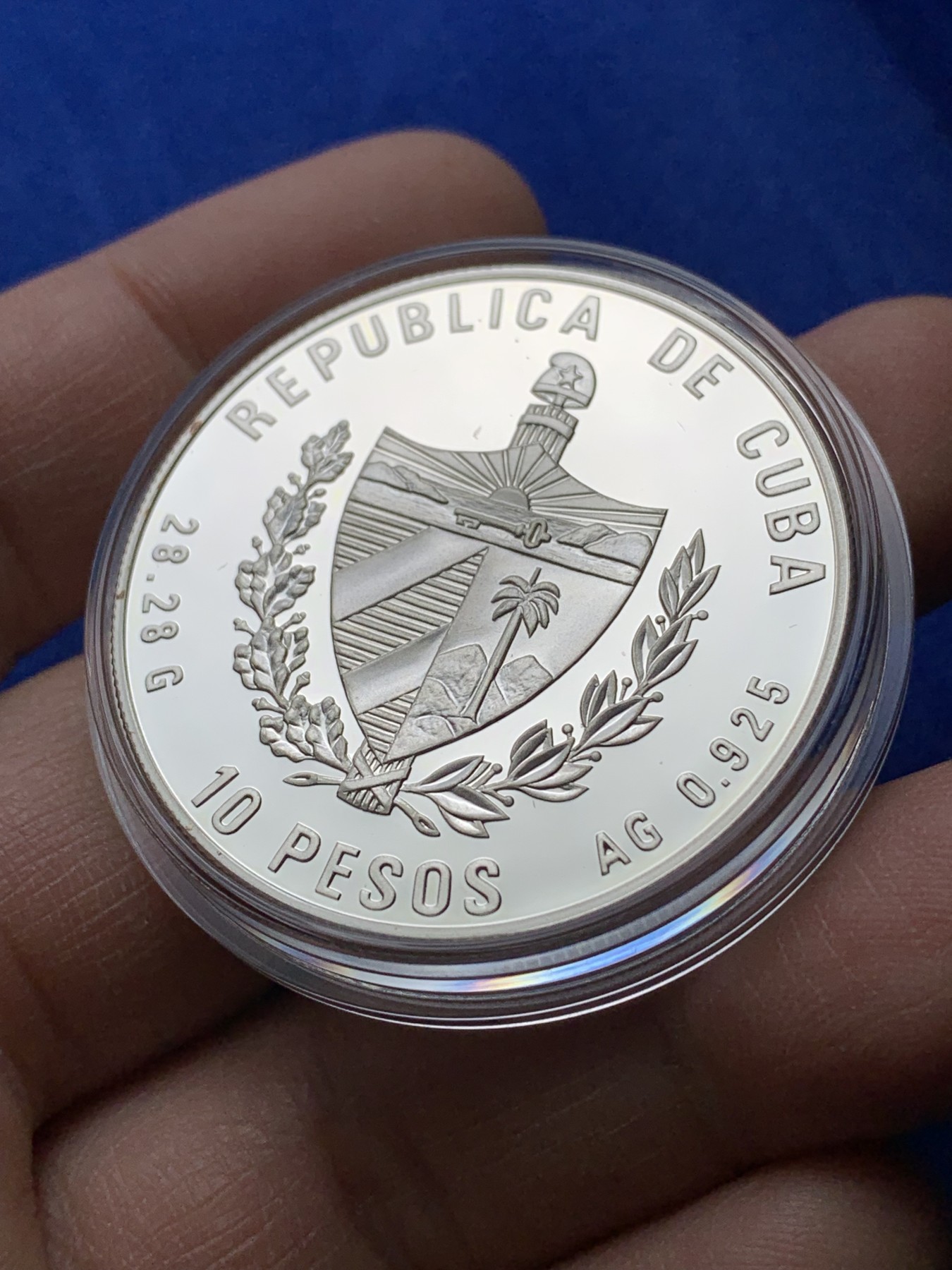 《竞宝斋》第221场-周日，周一 2场 (全场包邮) 古巴1995年纪念联合国成立50周年10比索银币 925银  28.28 克  38.61毫米