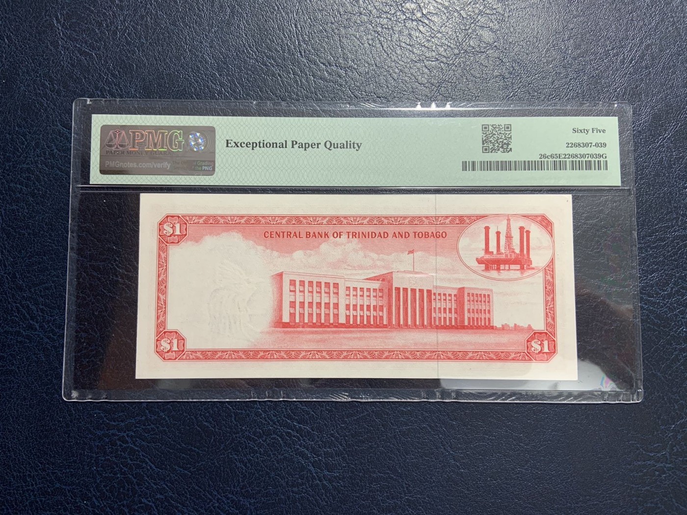 收藏联盟Quantum Auction 第308期拍卖  特立尼达和多巴哥1964年1元 PMG65 号码无47 戎装女王