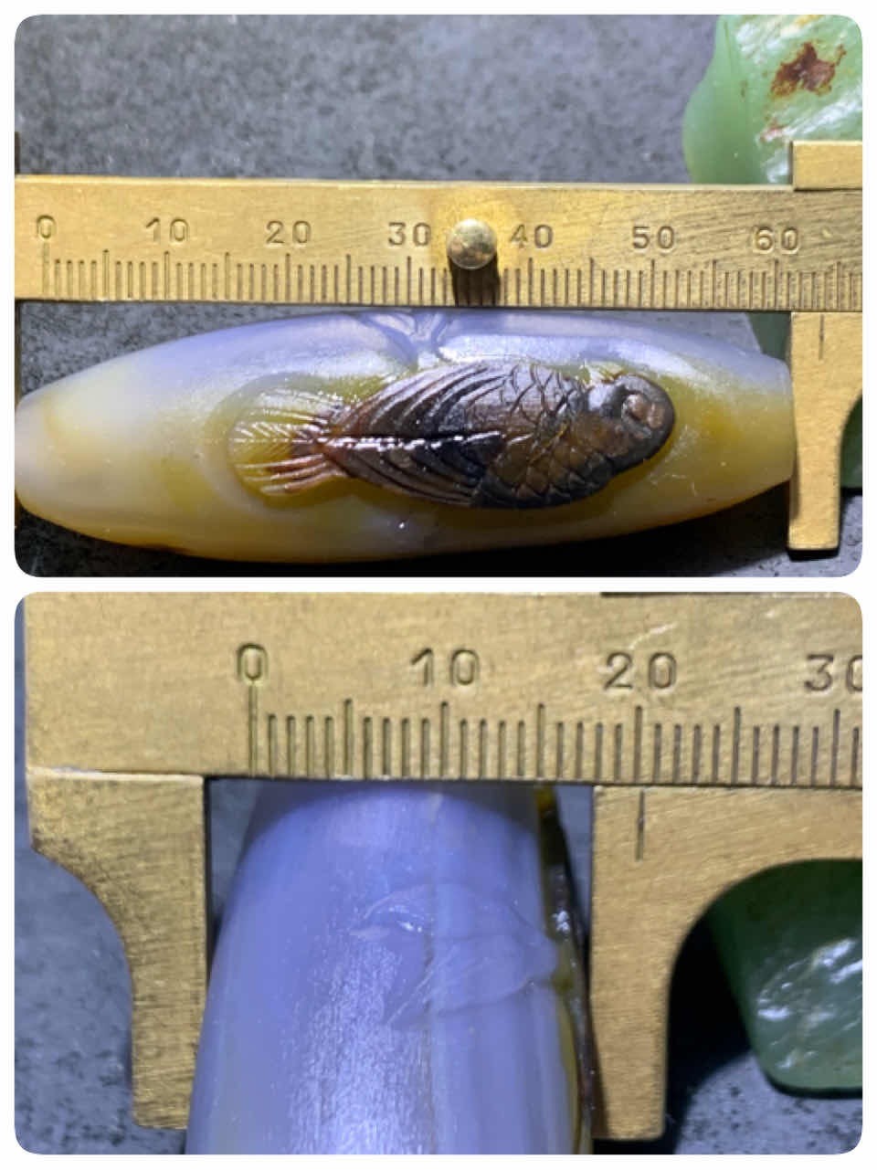精美亚光高玉化巴西玛瑙手工俏色巧雕喜上眉梢大桶珠一个