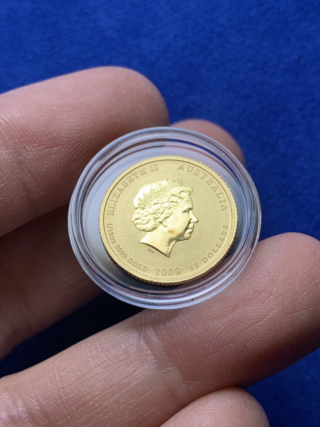 《竞宝斋》第221场-周日，周一 2场 (全场包邮) 澳大利亚2008年生肖鼠彩色金币 3.11克 9999金