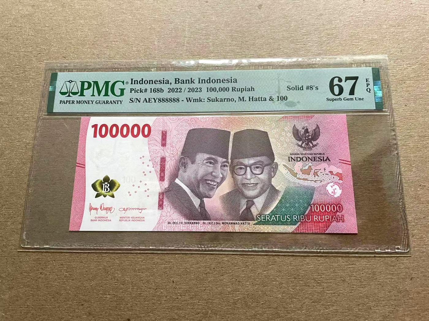 【Blue Auction】✨世界纸币精拍第401期【精】 【全同8】印尼 2023年10万卢比 PMG67EPQ 