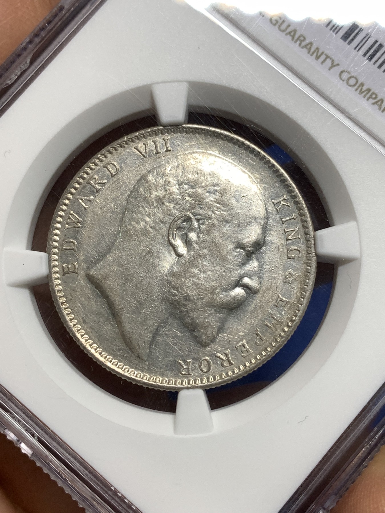 《竞宝斋》第221场-周日，周一 2场 (全场包邮) NGC AUD 印度1905年爱德华七世1卢比银币