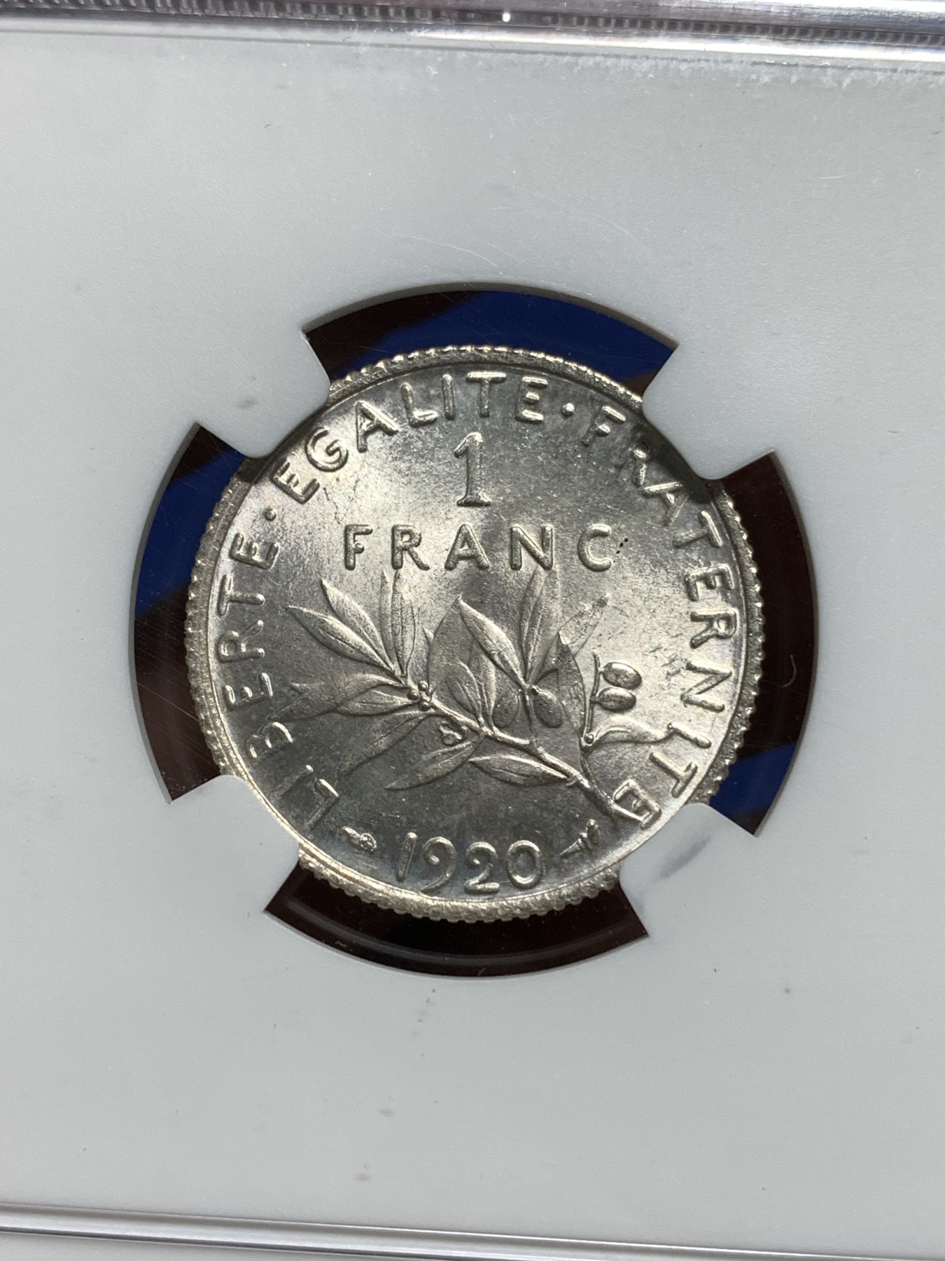 《竞宝斋》第221场-周日，周一 2场 (全场包邮) NGC-MS64 法国1920年播种女神1法郎银币