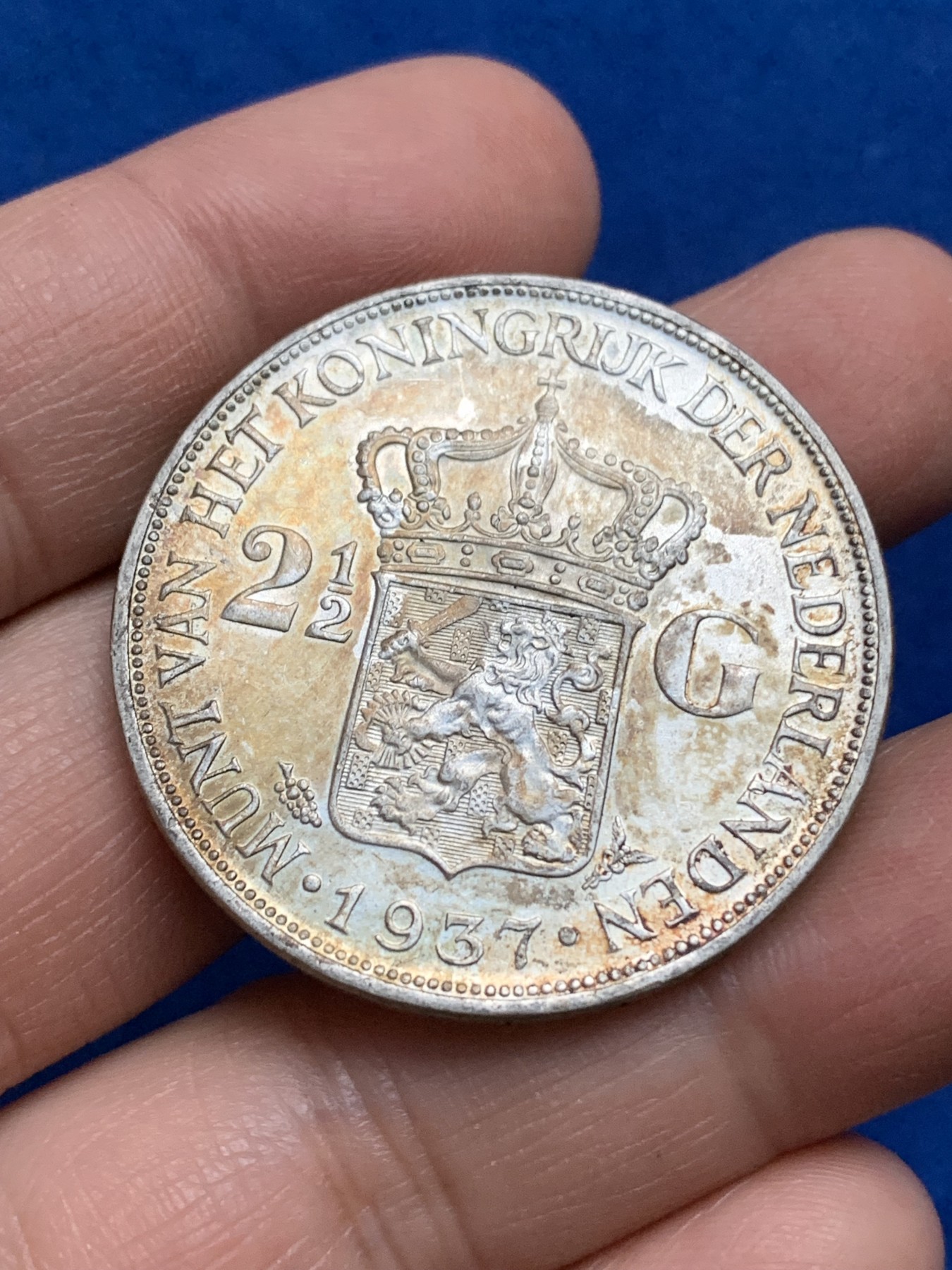 《竞宝斋》第221场-周日，周一 2场 (全场包邮) 荷兰1937年女王威廉明娜2.5盾大银币