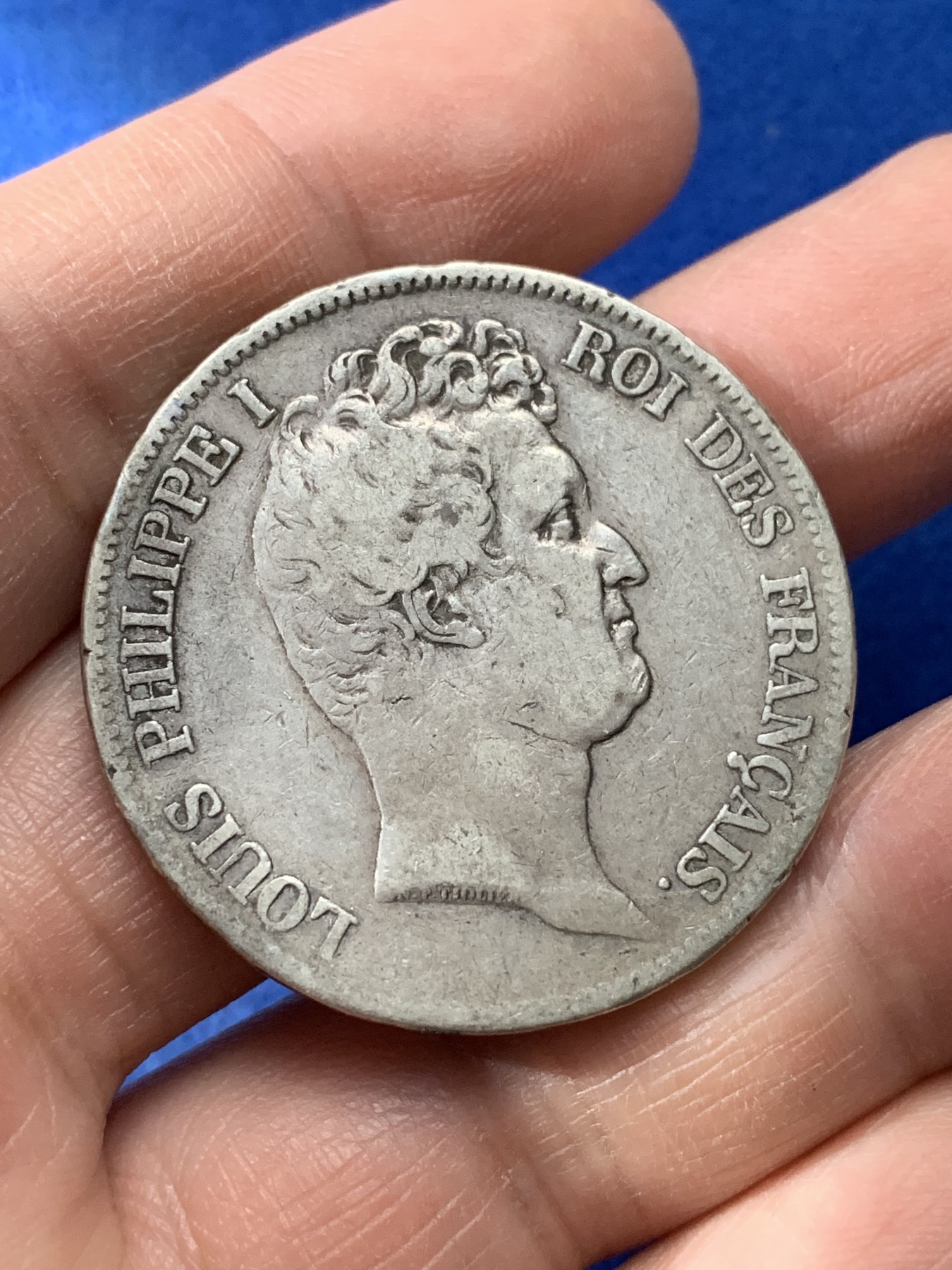 《竞宝斋》第221场-周日，周一 2场 (全场包邮) 法国 1831年 菲利普 小头版 5法郎银币 原味包浆